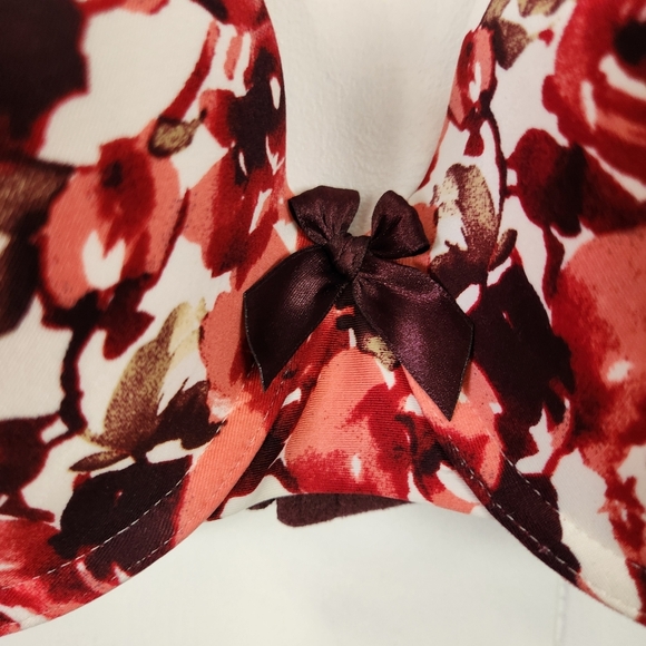 Soma Padded Underwire T-Shirt Bra Red Roses Lingerie Size 36D - Picture 2 of 6